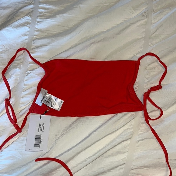 Jersey knit cherry red weworewhat top - Picture 2 of 3